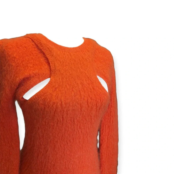 New Isabel Marant Cut Out Sweater Orange Mohair Trendy Influencer XL - Picture 5 of 13